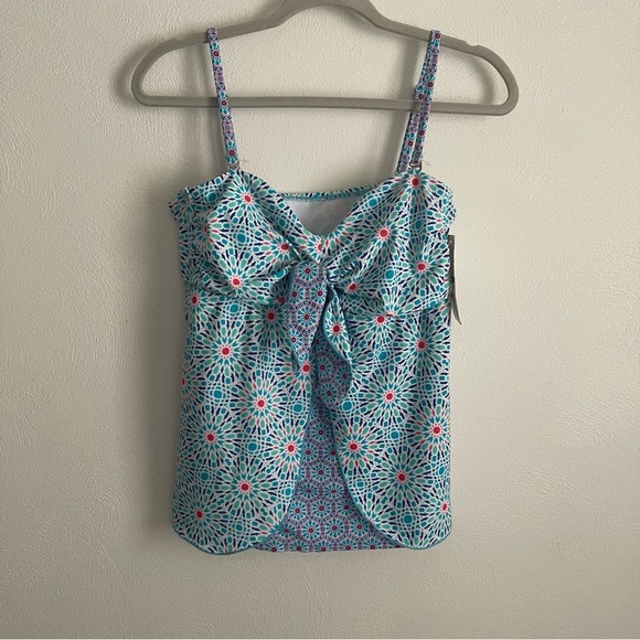 Ocean Avenue swimwear mosaic peek tankini top NWT size large adjustable straps - Picture 1 of 14